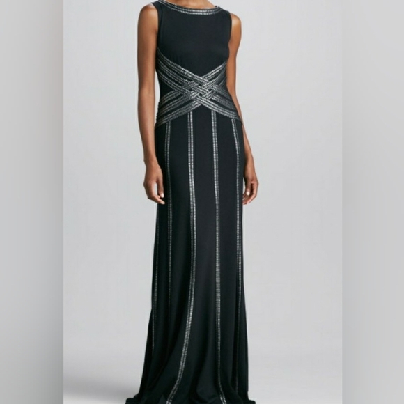 Tadashi Shoji | Jersey Gown with Foil Print Detail - Picture 14 of 14